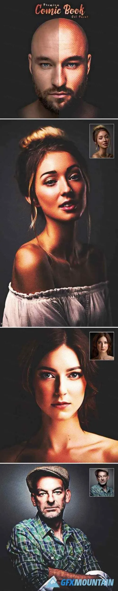 抽象艺术高级漫画书油画颜料绘画效果PS动作 Book Oil Paint