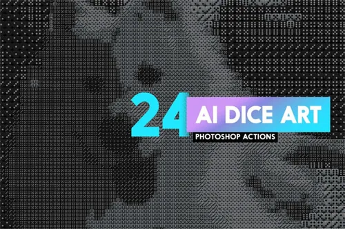24个神奇的将图像一键转换成色子元素ai-dice-photoshop