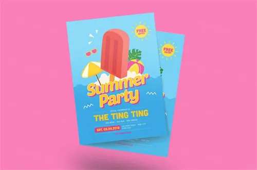 时尚清新简约的夏季夏天传单DM设计模板 Summer Festival Flyer