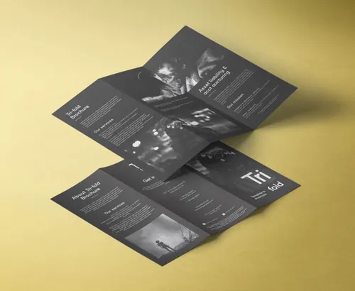 三折页贴图PSD模板Psd Tri Fold Mockup US A4