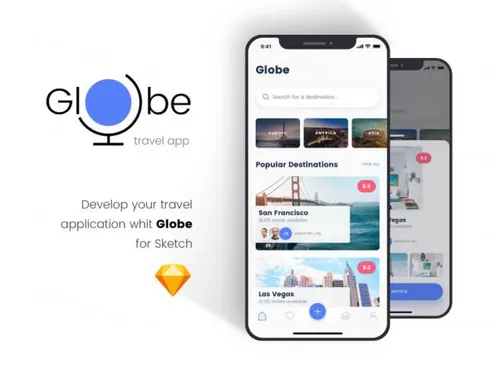 时尚环球IOS旅行应用UI工具包 Globe Travel app
