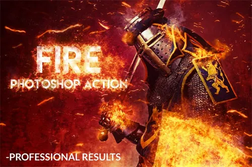 PS动作超逼真火焰烟雾动作大片片头效果Fire Photoshop A