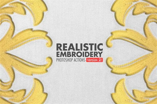 PS动作高端干净逼真的刺绣模型高分辨率Realistic Embroi