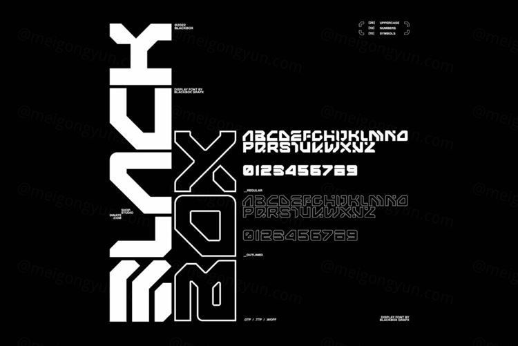 潮流未来派酸性艺术赛博朋克HUD界面几何英文装饰字体素材 S