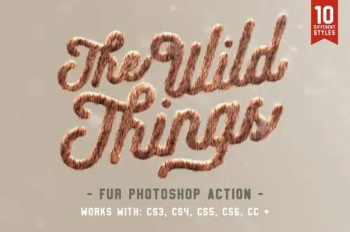PS动作逼真毛茸茸毛皮动物皮毛效果素材Realistic Fur Photoshop