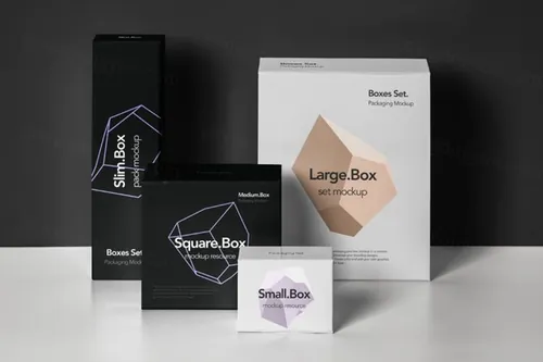 一套完整不同尺寸的psd盒子 Psd Boxes Packaging Pack Mockup 5