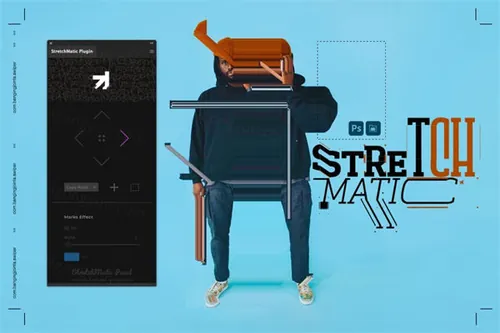 抽象粗野主义图形拉伸位移艺术PS扩展插件 StretchMatic -
