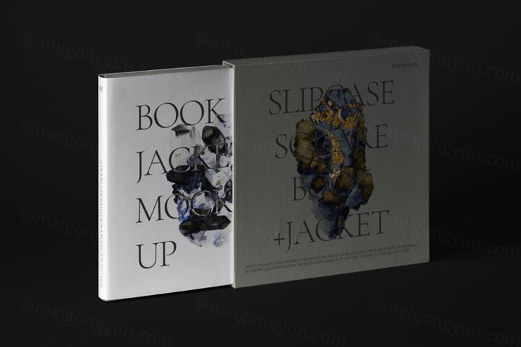 优雅的带有封套的书籍封面设计提案样机模板 Square Sl