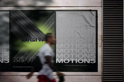 户外街头邹巴巴的墙体宣传印刷广告贴图展示样机PSD模板 Ur