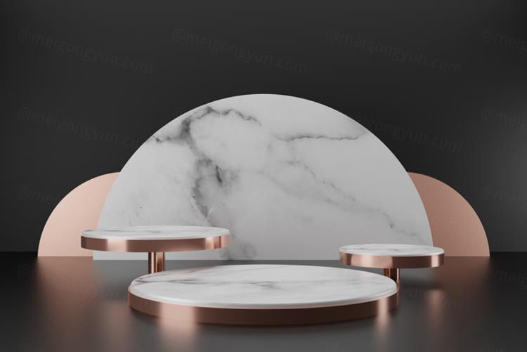 高质量3D渲染黑金产品展示台大理石讲台场景高清背景素材