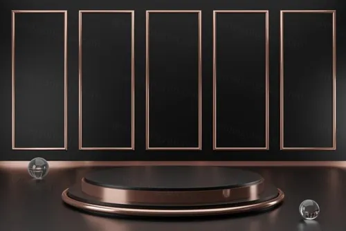 高质量3D渲染黑金产品展示台讲台场景高清背景素材