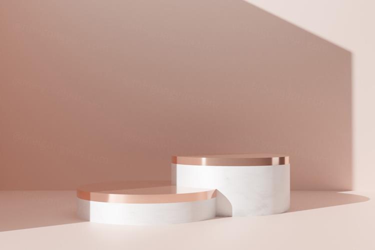 高质量3D渲染简约风产品展示台金色大理石讲台场景高清背景素材