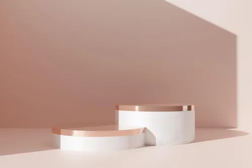 高质量3D渲染简约风产品展示台金色大理石讲台场景高清背景素材