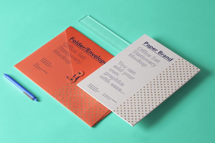 非常优雅的品牌psd文具模型样机 Office Psd Stationery Set Mockup