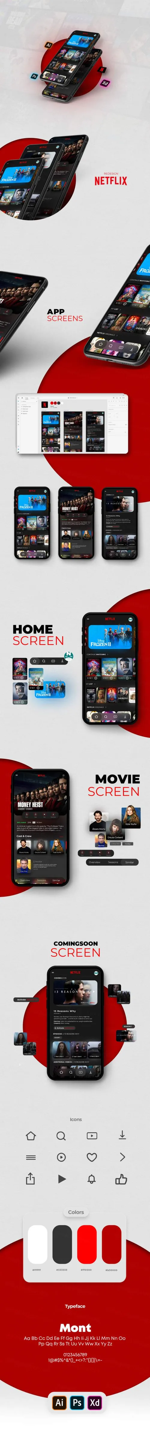 Netflix二次设计UI界面素材 App Redesign
