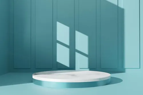 高质量3D渲染清爽绿色简约风产品展示台大理石讲台场景高清背景