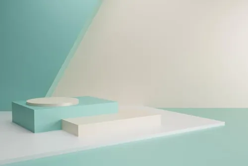 高质量3D渲染清爽绿色简约风产品展示台金色领奖台场景高清背景