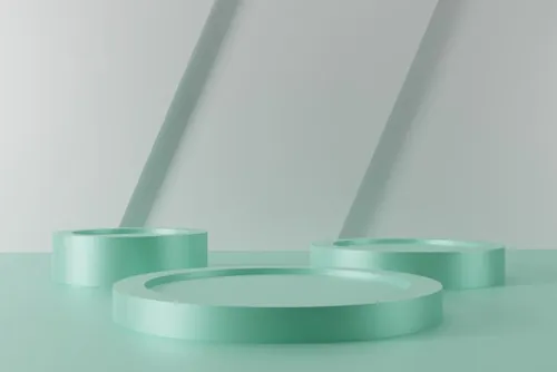 高质量3D渲染清爽绿色简约风产品展示台金色领奖台场景高清背景