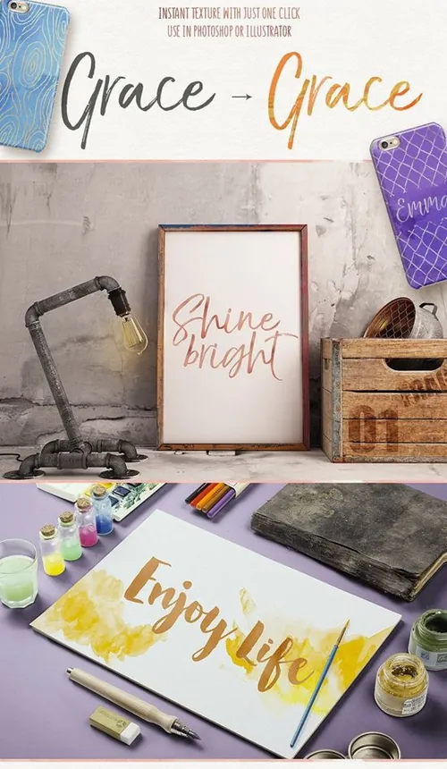 手工制作的金色大理石的水彩纹理图案合集包 Mega Bund