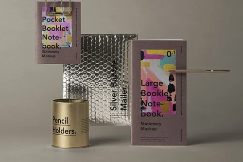 笔记本Psd小册子文具样机 Notebooks Psd Booklet Stationery Mockup