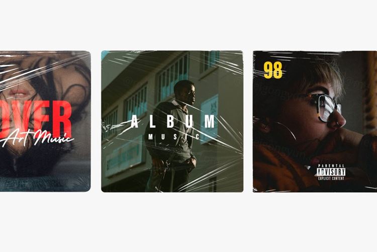 潮流做旧艺术音乐CD封面贴图塑料包装薄膜纹理素材合辑 Squ