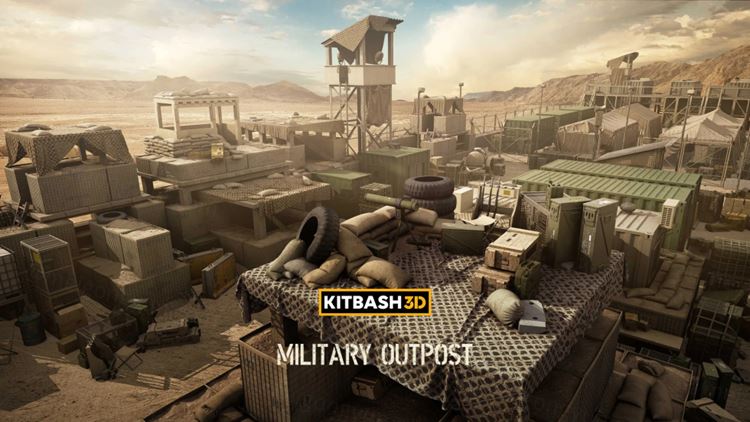 军事哨岗刺激战场战争前线建筑补给营地场景3D模型素材 Kit