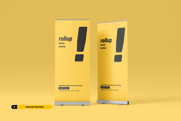 极简风易拉宝海报设计提案样机PSD模板 Rollup or x-banner mockup