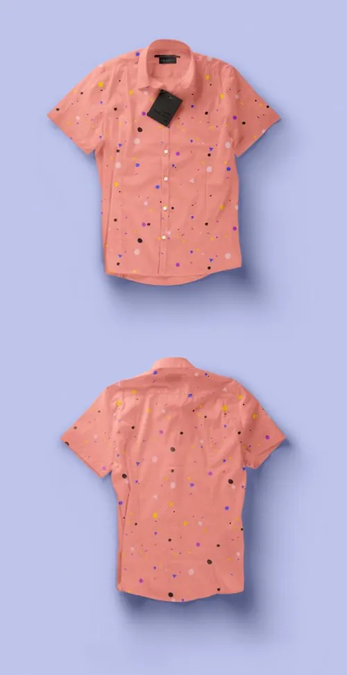 男士纽扣式正装短袖衬衫样机 Psd Short Sleeve Dress Shirt Vol2