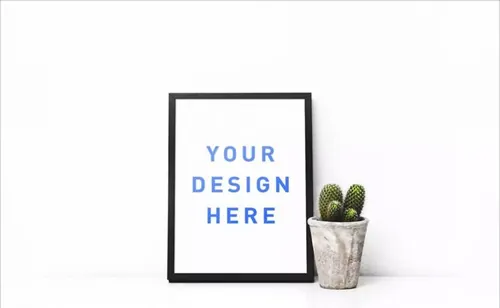 照片相框(和仙人掌)展示样机