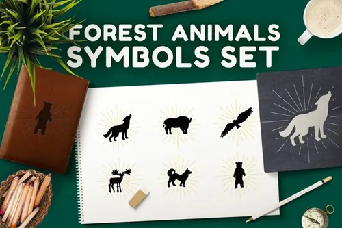 森林动物矢量插图 elements-forest-animals-symbols-set-Z2DPDM-2018-10-23