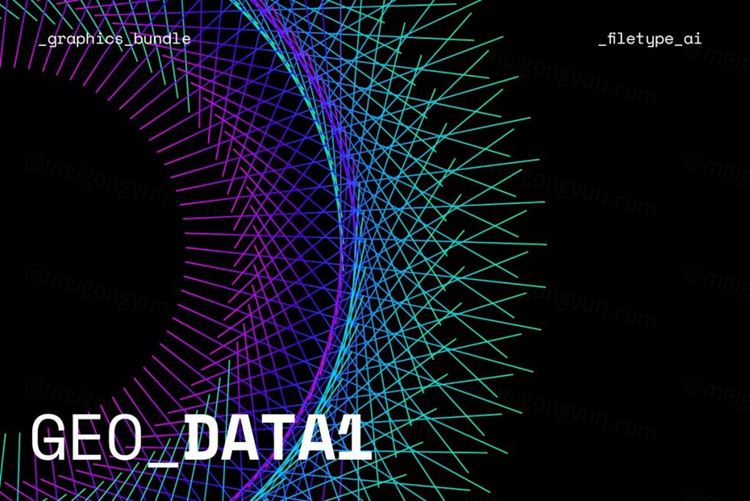 未来派科技虚拟现实区块链大数据抽象几何矢量图形素材 GEO