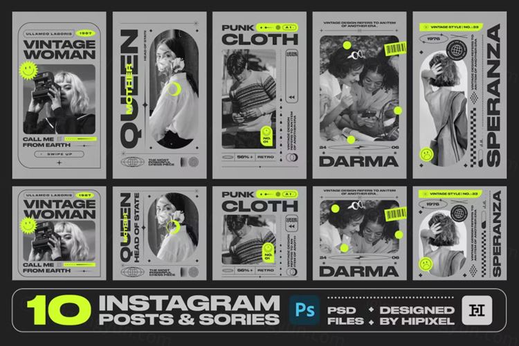 酸性设计Ins潮流排版PSD海报模板素材 Shape Ins