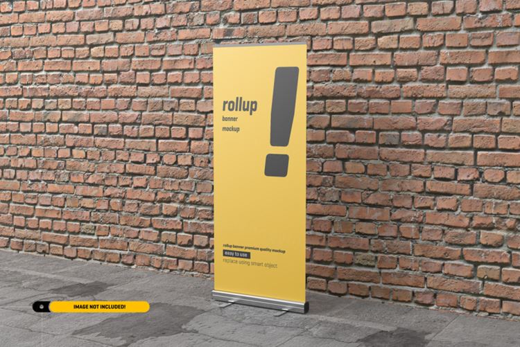 极简风易拉宝海报设计提案样机PSD模板 Rollup or x-banner mockup