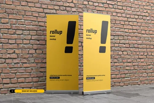 极简风易拉宝海报设计提案样机PSD模板 Rollup or x-banner mockup