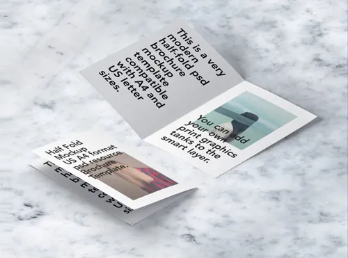 书籍杂志贴图样机PSD模板Psd Half Fold Mockup US A4