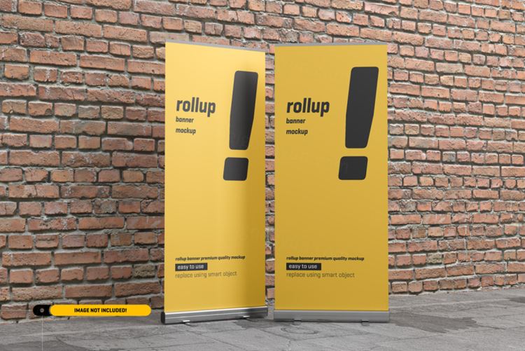 极简风易拉宝海报设计提案样机PSD模板 Rollup or x-banner mockup