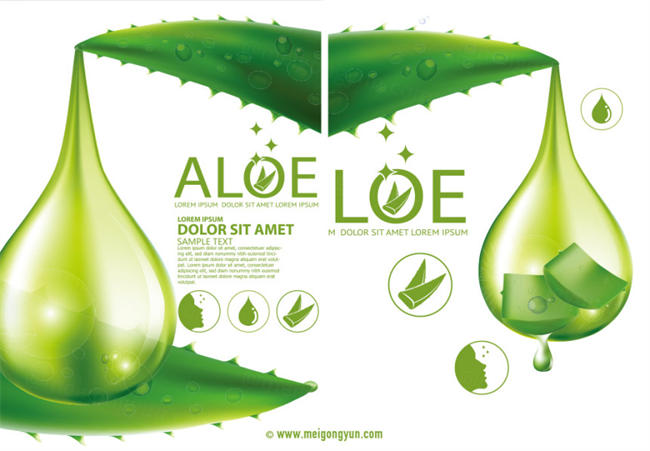 芦荟保湿精华化妆品Ai矢量广告海报Aloe Moisture Essence