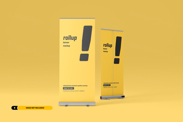 极简风易拉宝海报设计提案样机PSD模板 Rollup or x-banner mockup