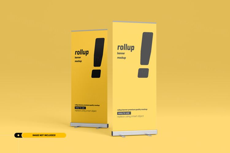 极简风易拉宝海报设计提案样机PSD模板 Rollup or x-banner mockup