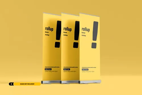 极简风易拉宝海报设计提案样机PSD模板 Rollup or x-banner mockup
