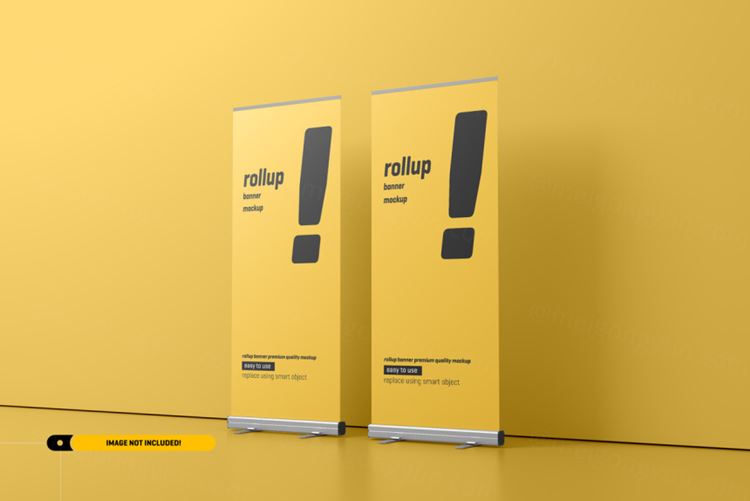 极简风易拉宝海报设计提案样机PSD模板 Rollup or x-banner mockup