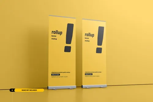 极简风易拉宝海报设计提案样机PSD模板 Rollup or x-banner mockup