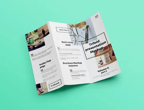 三折传单小册子样机模板 Psd Tri Fold Mockup Template Vol6 p2