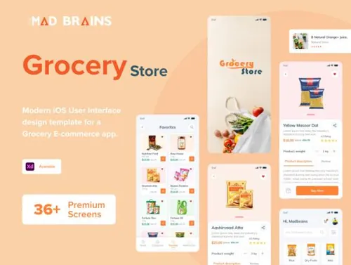 有机食品多功能超市购物支付移动APP平台UI界面素材 Grocery