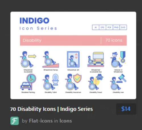 残疾图标靛蓝系列Disability Icons Indigo Ser