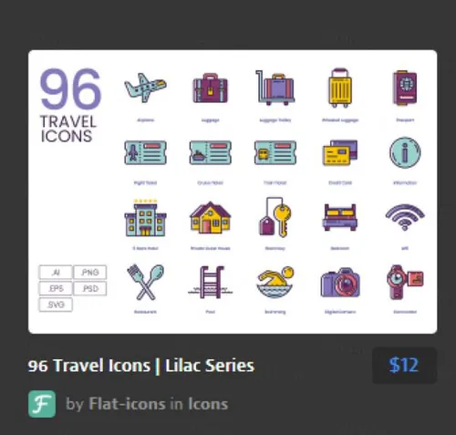 旅行图标紫丁香系列 Travel Icons Lilac Series