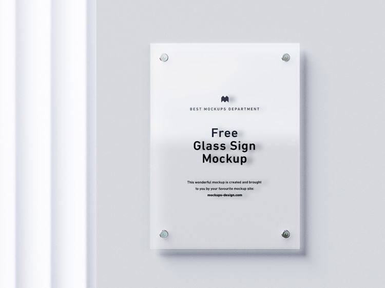 透明玻璃亚克力招牌标识设计展示样机模板免费下载 Glass Sign Mockup