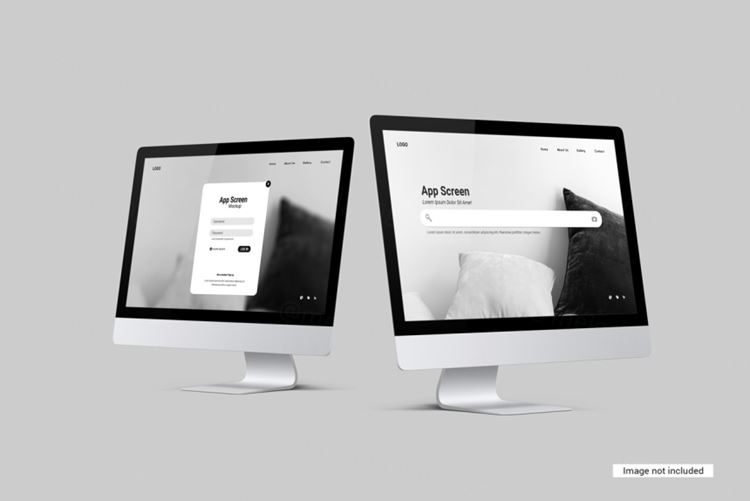 苹果iMac台式电脑显示器Web网页设计提案展示样机模板 Desktop screen mockup