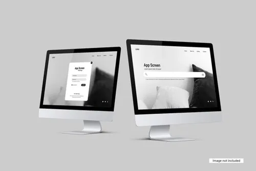 苹果iMac台式电脑显示器Web网页设计提案展示样机模板 Desktop screen mockup