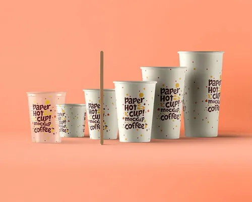 纸质咖啡背景模型PSD贴图模板Psd Paper Hot Cup Template